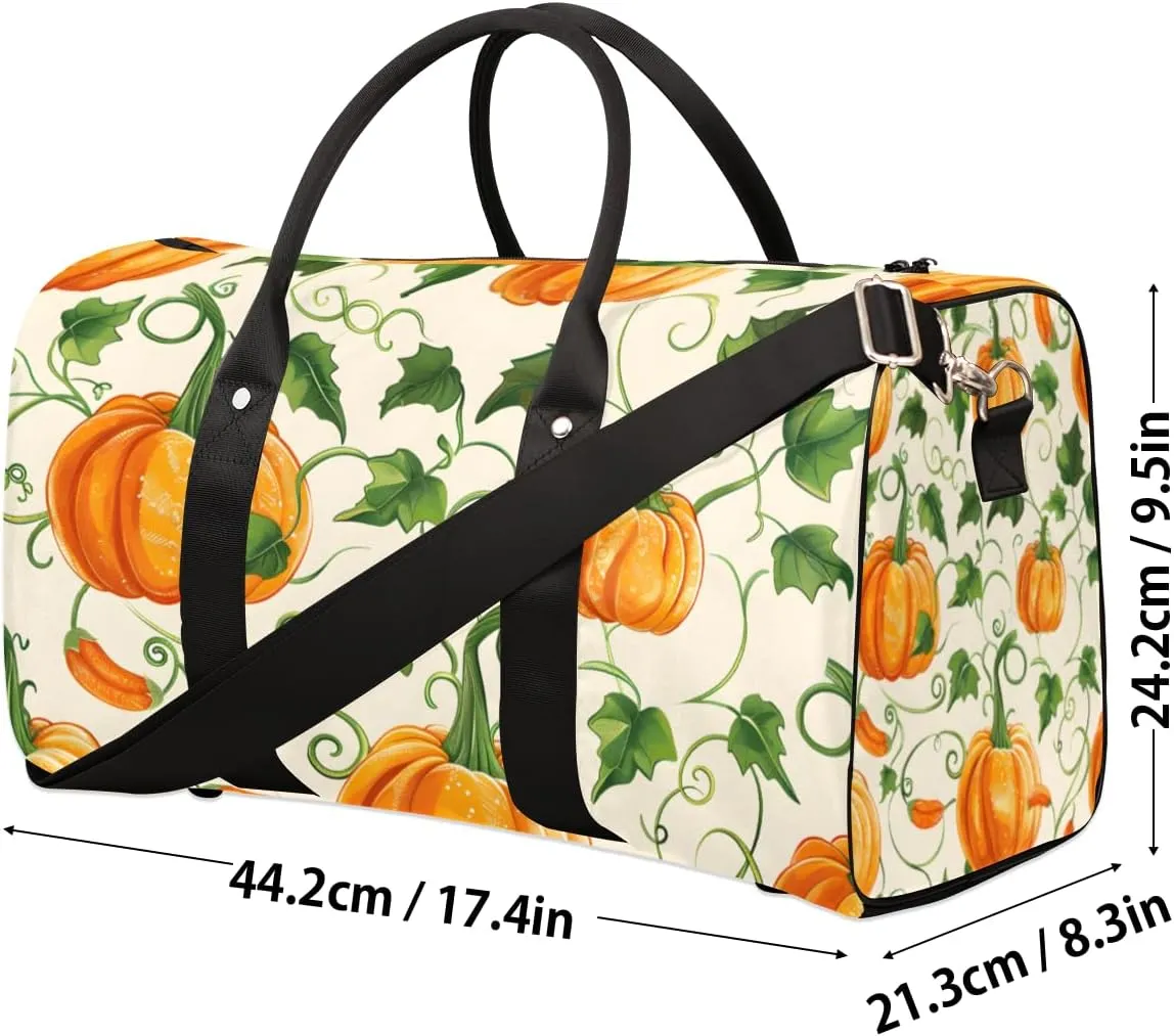 Pumpkin Vegetables Travel Duffle Bag for Women Men Gym Duffel Foldable Bag Waterproof Weekender Thanksgiving Themed Duffle Tote