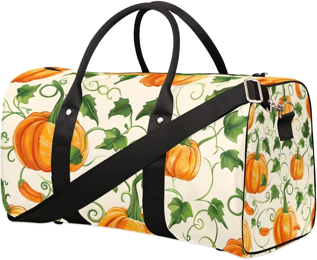 Pumpkin Vegetables Travel Duffle Bag for Women Men Gym Duffel Foldable Bag Waterproof Weekender Thanksgiving Themed Duffle Tote