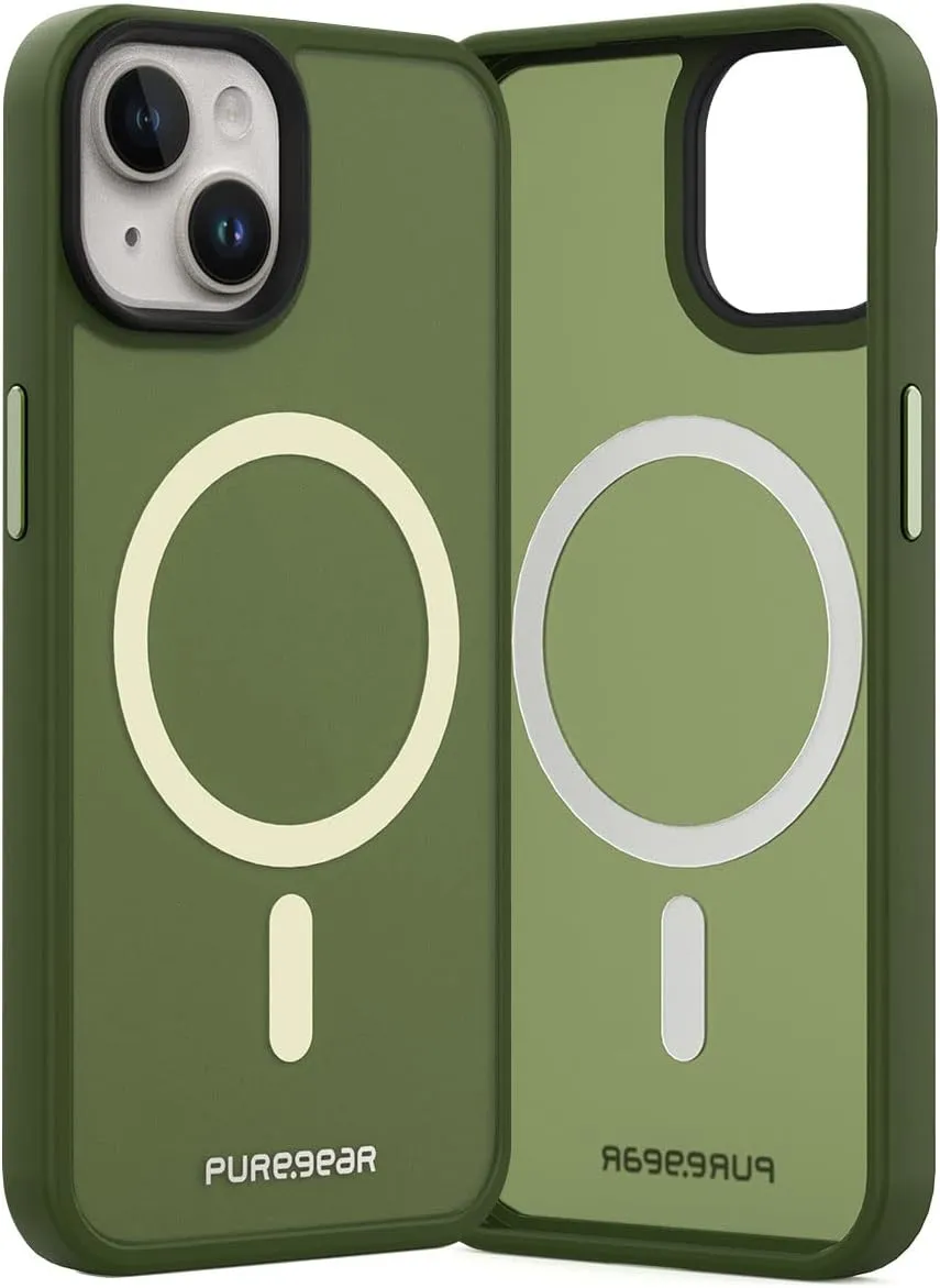 PureGear Slim Translucent Magnetic Phone Case for Apple iPhone 14 (2022) 6.1", Compatible with MagSafe Charging, Slim Scratch-Resistant Durable Protective iPhone 14 MagSafe Phone Case, Green