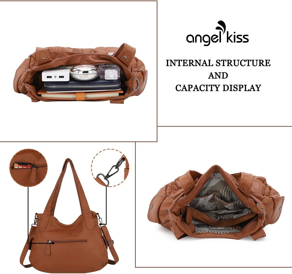 Purses and Handbags Women Tote Shoulder Top Handle Satchel Hobo Bags Fashion Washed Leather Purse