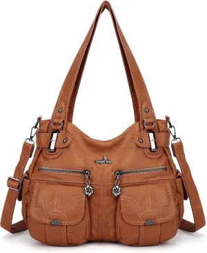 Purses and Handbags Women Tote Shoulder Top Handle Satchel Hobo Bags Fashion Washed Leather Purse