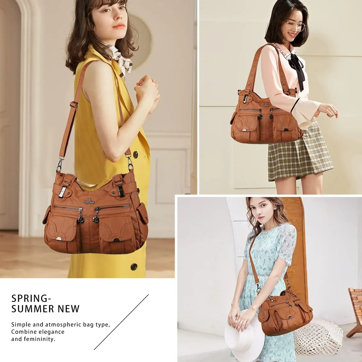 Purses and Handbags Women Tote Shoulder Top Handle Satchel Hobo Bags Fashion Washed Leather Purse