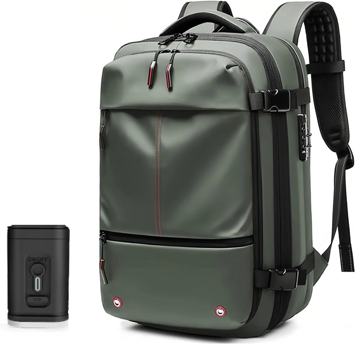 PUSOKEI Vacuum Backpack Travel - Waterproof 60L Expandable Vacpack Backpack with Vacuum,Anti Theft Vacpack Backbag with TSA Lock for Travel & Busines (Green)