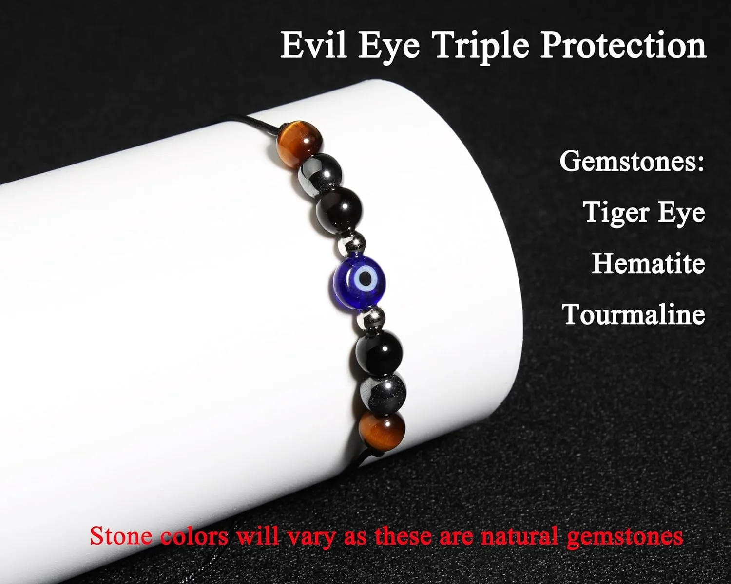 QqzsJewls Triple Protection Bracelets Negative Energy Blocker, Black Tourmaline and Obsidian Bracelets for Women Men, Gifts for Him Her