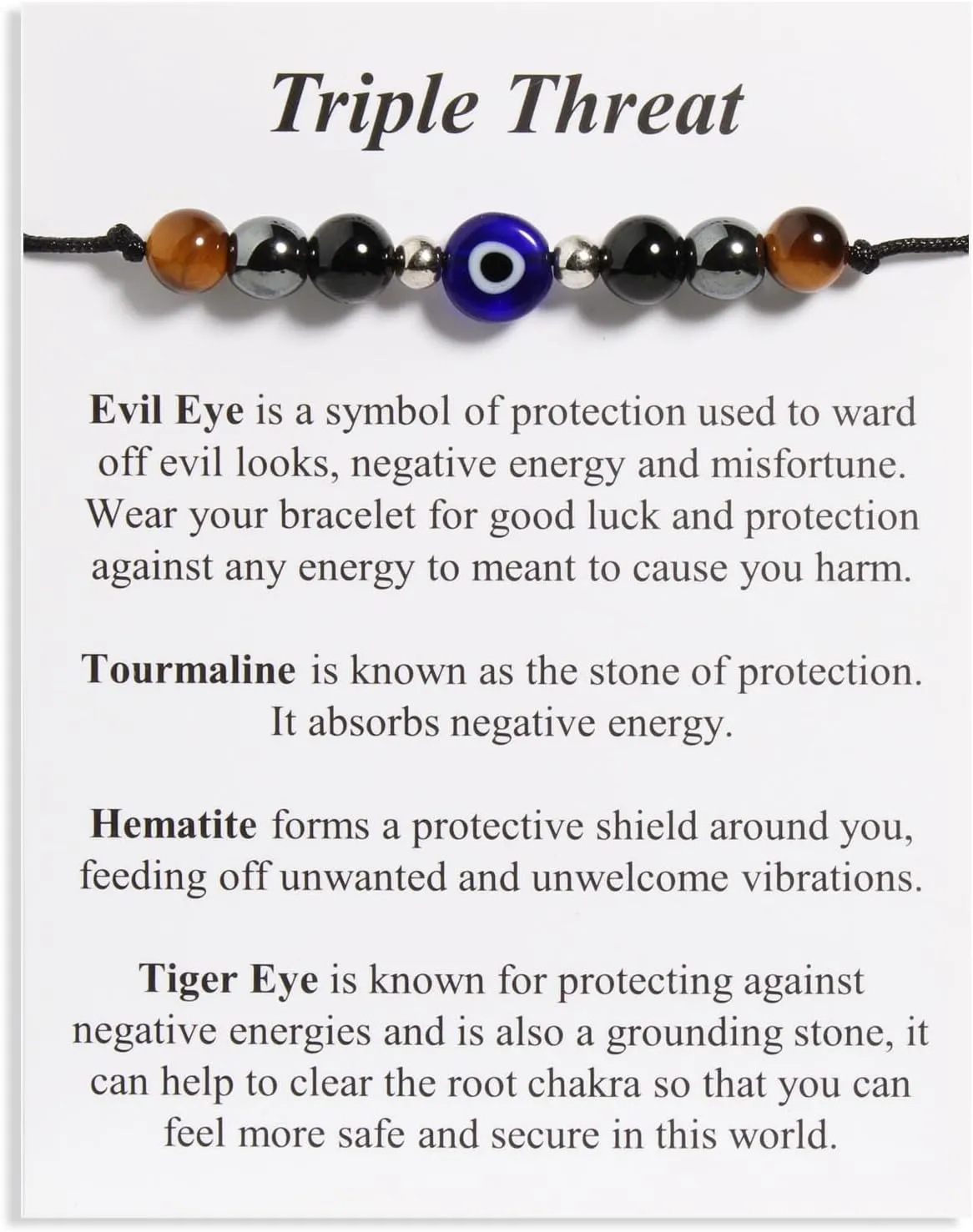 QqzsJewls Triple Protection Bracelets Negative Energy Blocker, Black Tourmaline and Obsidian Bracelets for Women Men, Gifts for Him Her