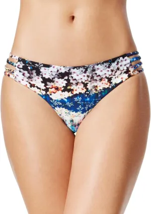 RACHEL Rachel Roy Womens Strappy Floral Print Swim Bottom Separates Blue S