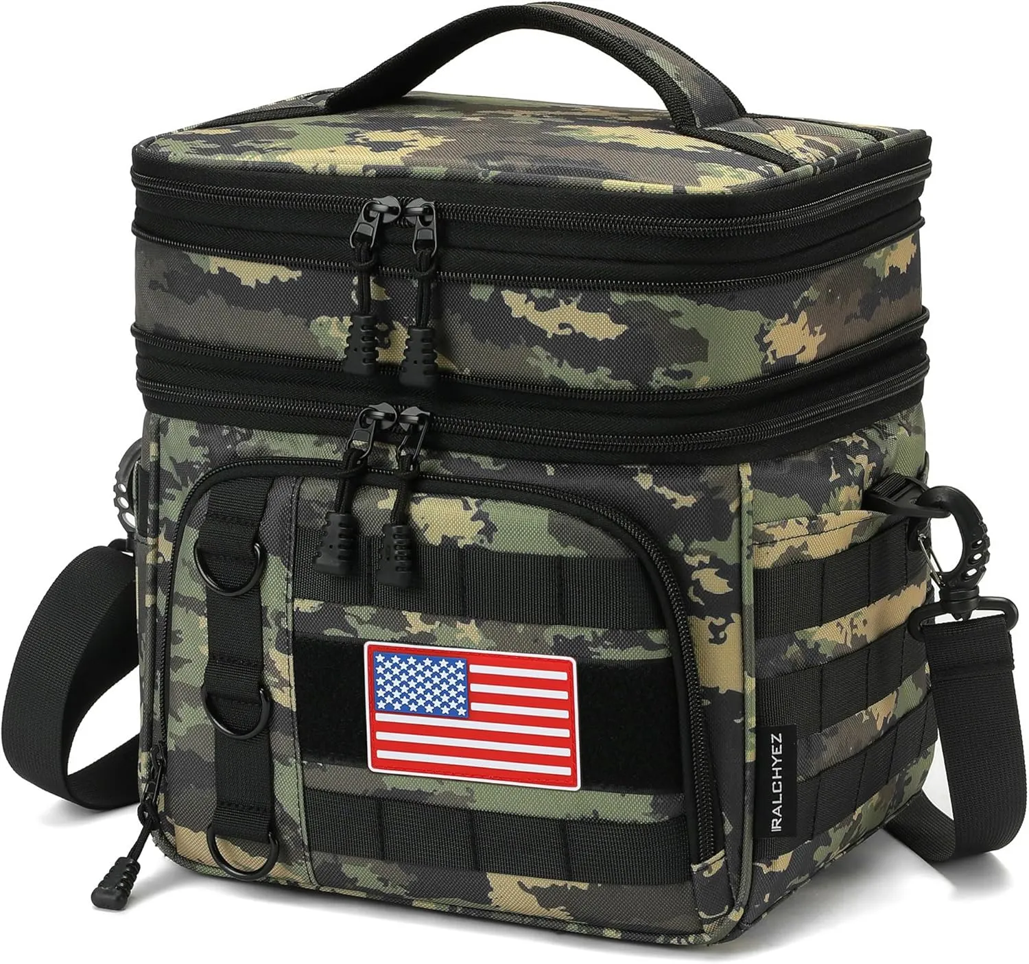 RalChyez Tactical Lunch Box for Men, Large Insulated Lunch Bag Expandable Double Deck Cooler Leakproof Waterproof Lunch Pail for Adult Women Work Office Shifts Picnic Travel Ocp Camo