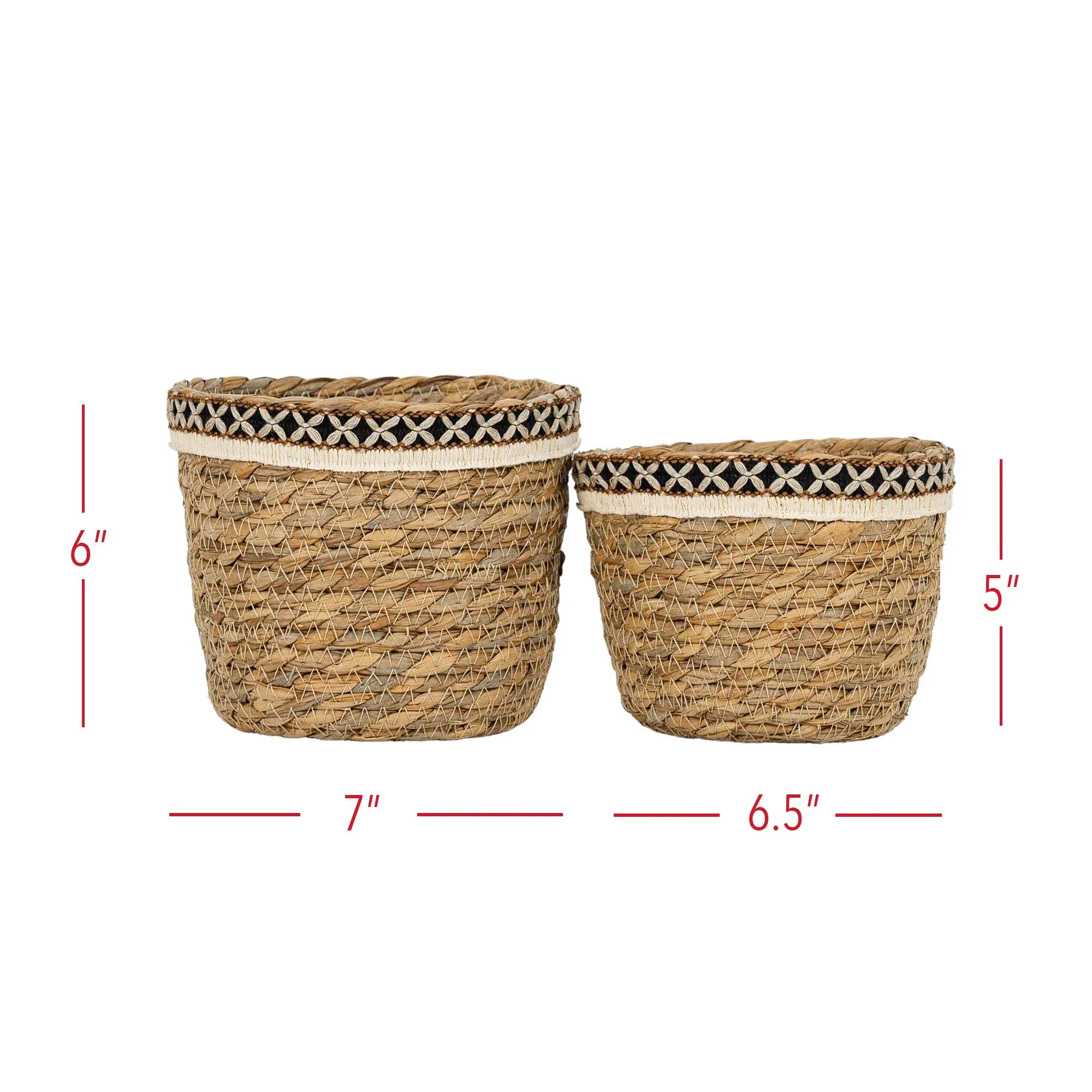 RALEIGH SET OF 2 EMBROIDERED RIM GIFT BASKETS SEAGRASS (MIN 2)