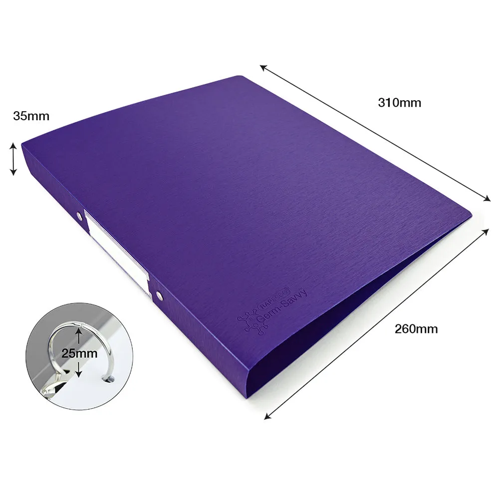 Rapesco Germ-Savvy Antibacterial A4 PP Ring Binder 225 Purple