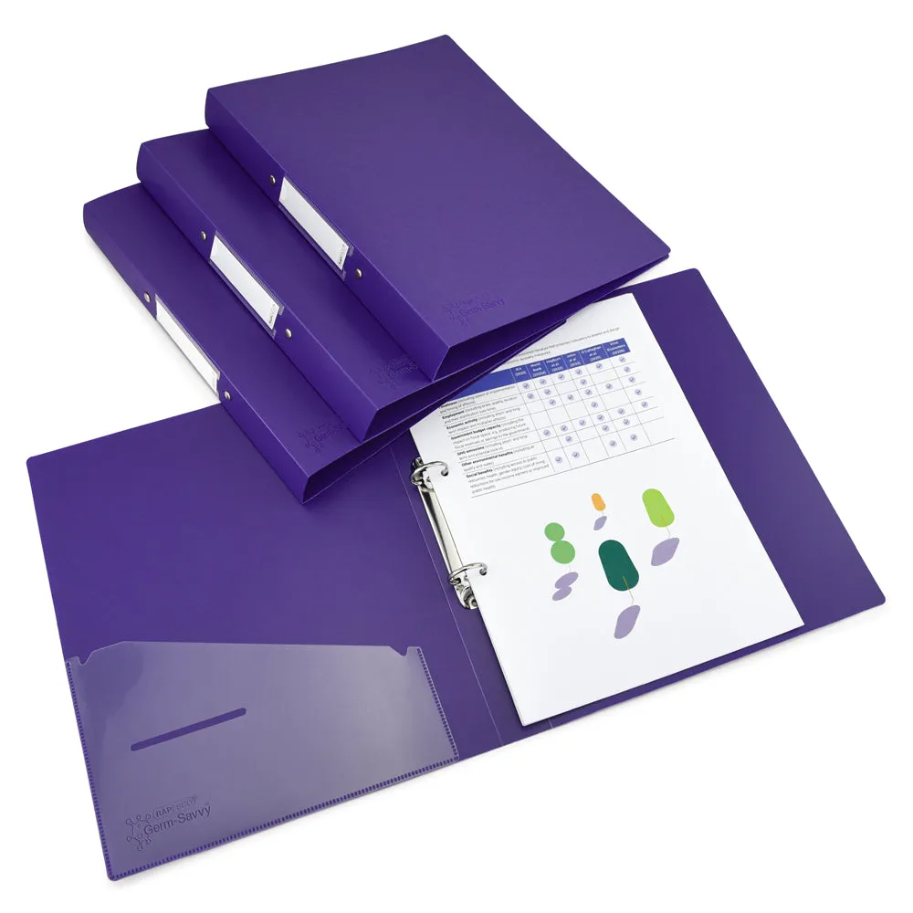 Rapesco Germ-Savvy Antibacterial A4 PP Ring Binder 225 Purple