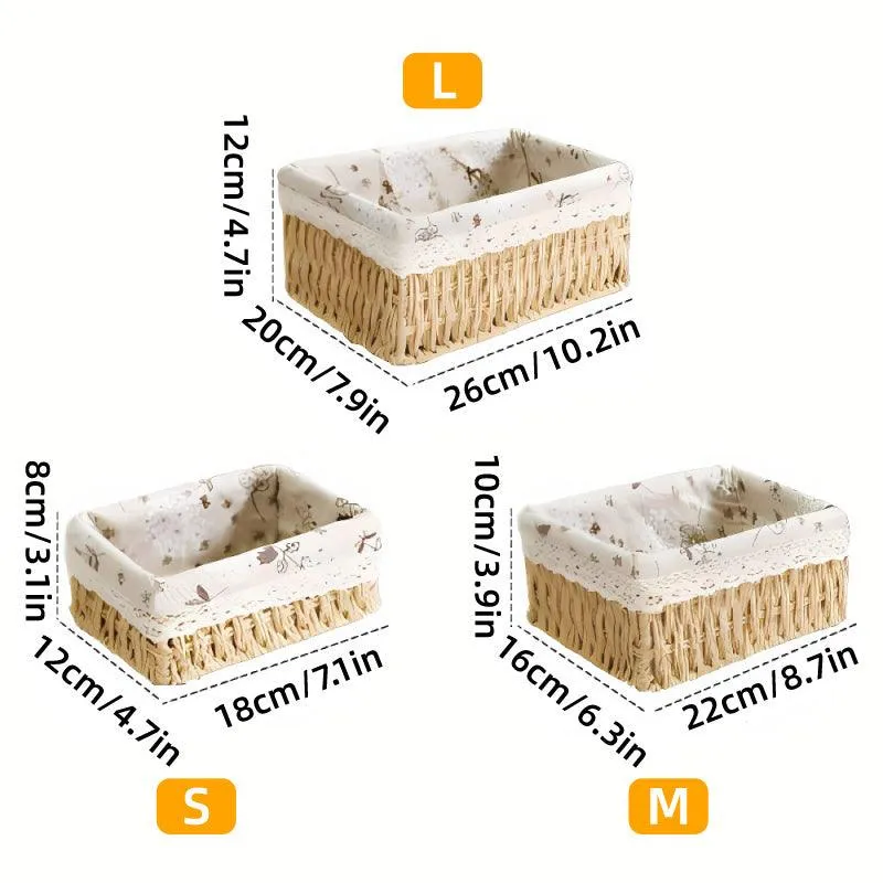 Rattan Storage Basket Woven 3PCS