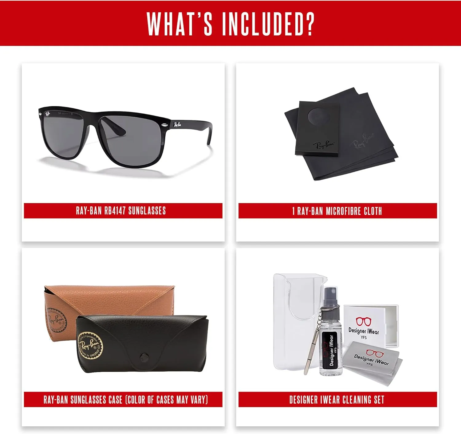 Ray-Ban RB4147 Boyfriend Sunglasses For Men For Women  BUNDLE with Designer iWear Eyewear Care Kit