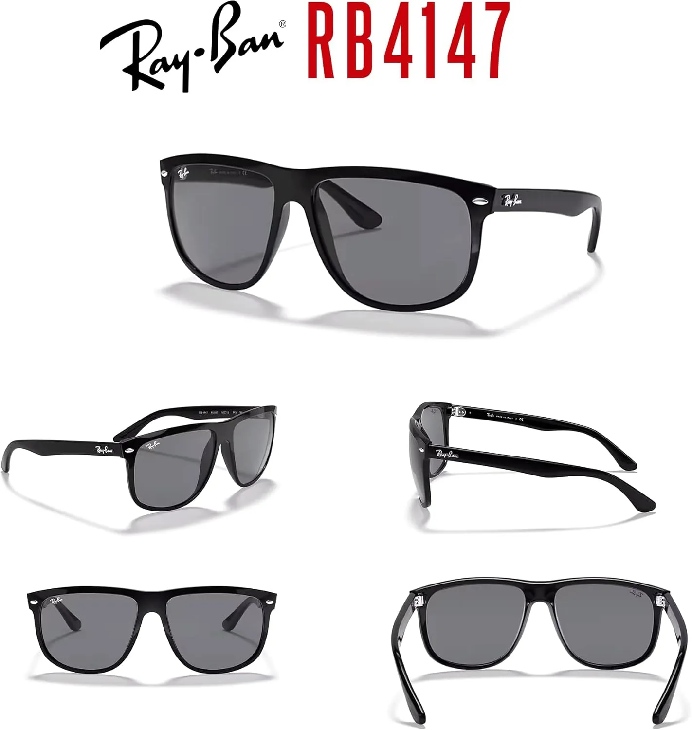 Ray-Ban RB4147 Boyfriend Sunglasses For Men For Women  BUNDLE with Designer iWear Eyewear Care Kit