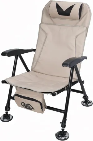 Reclining Fishing Chair, Foldable Camping Chair with Adjustable Height and Angle, Portable Sun Chairs Outdoor Lounger with Storage Bag, Hunting Chair Seat with Oxford Cloth for Fishing, Picnics Khaki