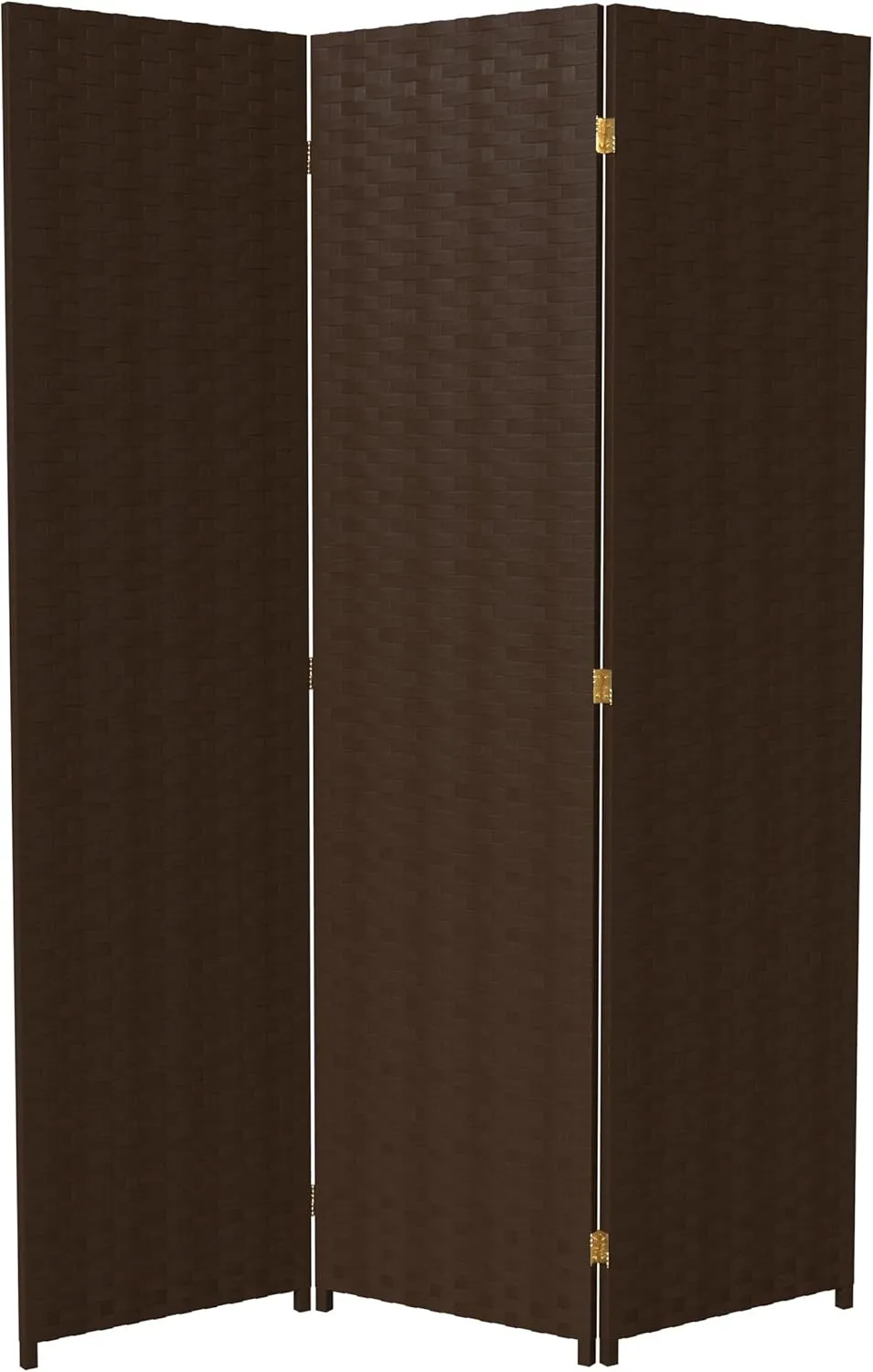 Red Lantern 6 ft. Tall Woven Fiber 3 Panel-Dark Mocha Room Divider