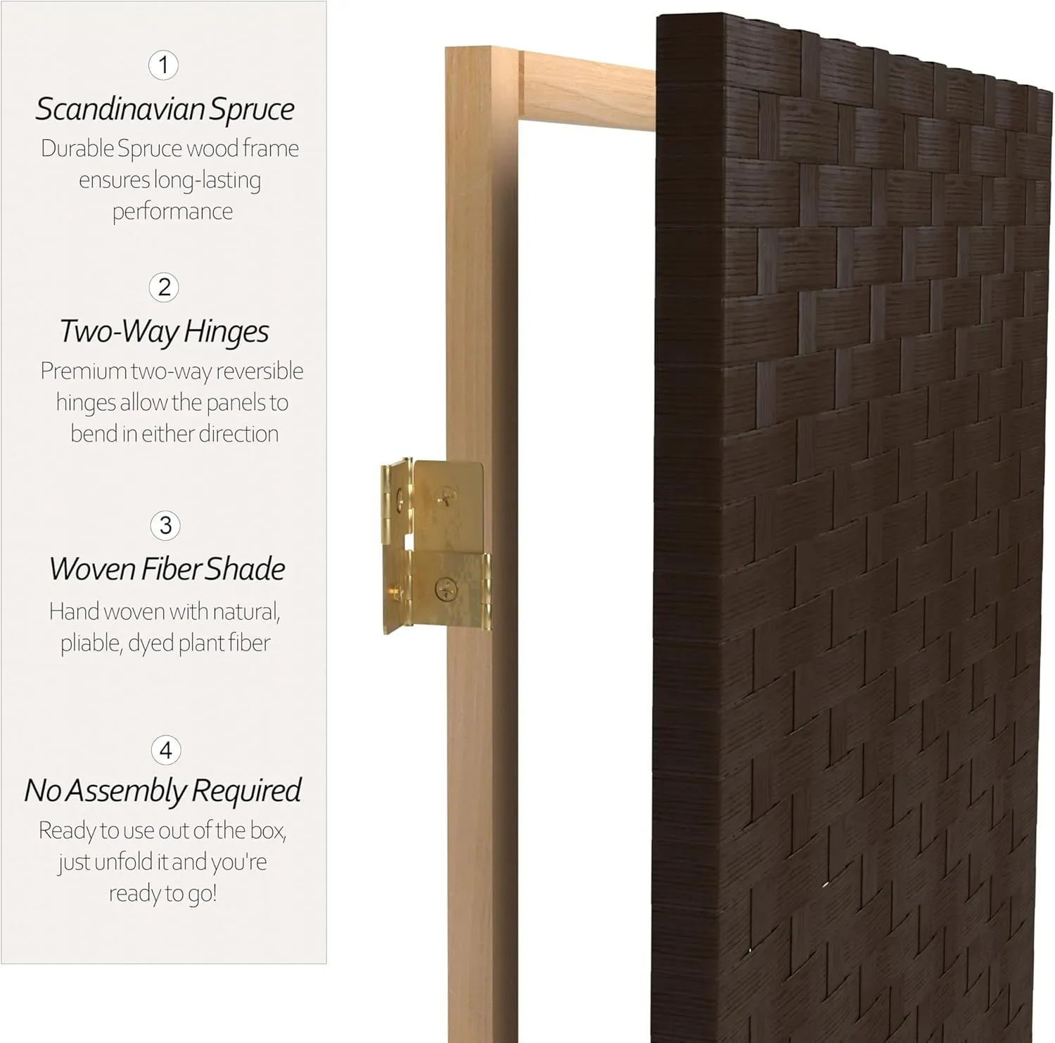 Red Lantern 6 ft. Tall Woven Fiber 3 Panel-Dark Mocha Room Divider