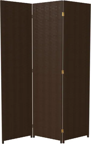 Red Lantern 6 ft. Tall Woven Fiber 3 Panel-Dark Mocha Room Divider