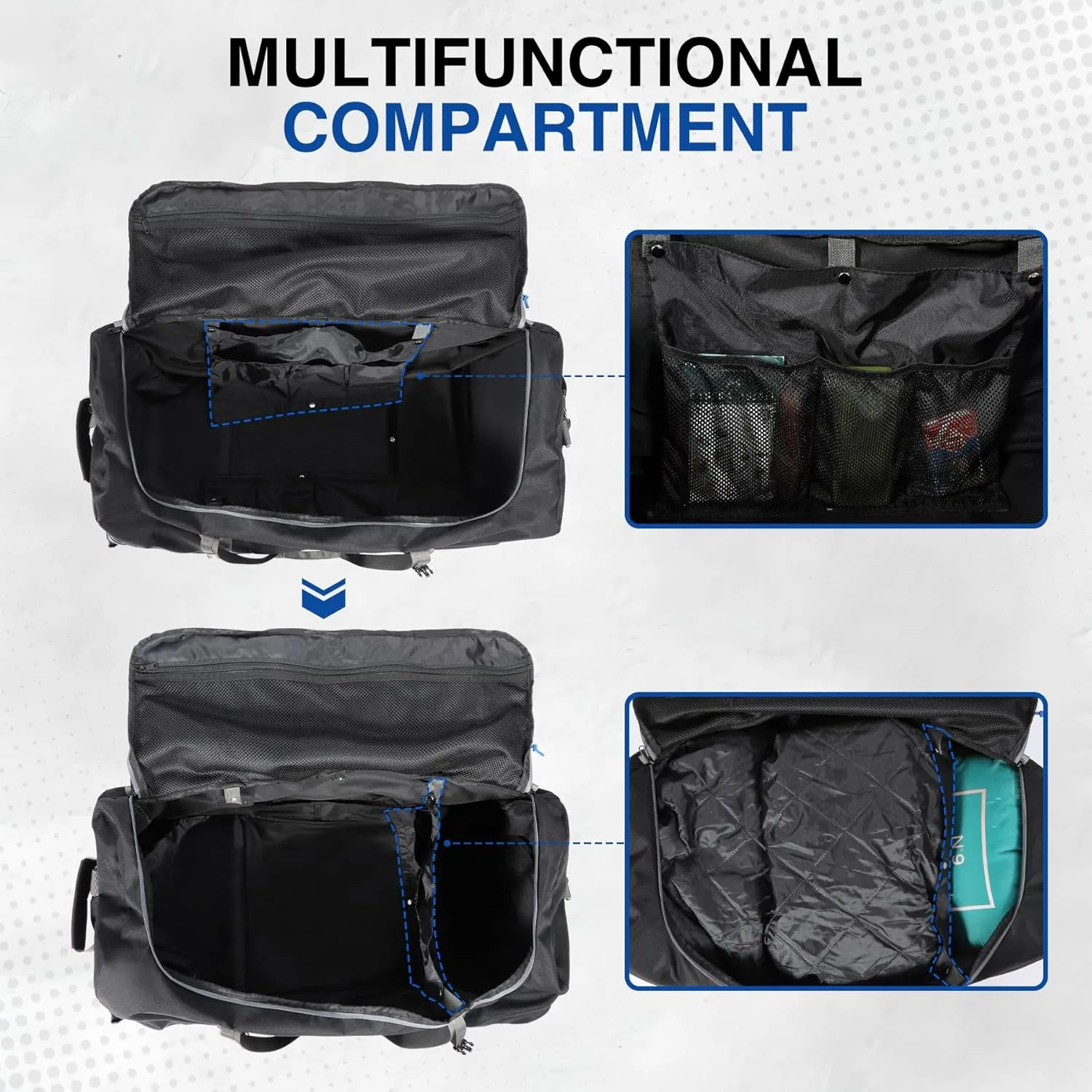 REDCAMP 85L/120L/140L Foldable Duffle Bag with Wheels, Large Travel Duffel Bag