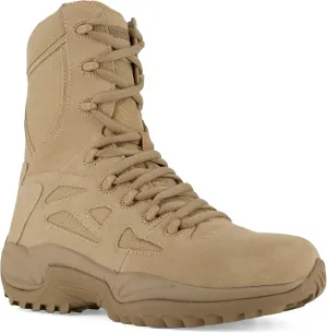 Reebok Work Men's Rb8895 Rapid Response Rb Soft Toe 8" Stealth Tactical Boot with Side Zipper Desert Tan Military
