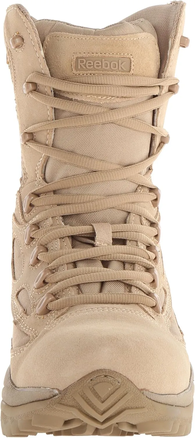 Reebok Work Men's Rb8895 Rapid Response Rb Soft Toe 8" Stealth Tactical Boot with Side Zipper Desert Tan Military