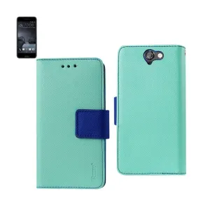Reiko Wallet Case 3 In 1 For HTC One A9 Green With Interior Leather-Like Material And Polymer Cover