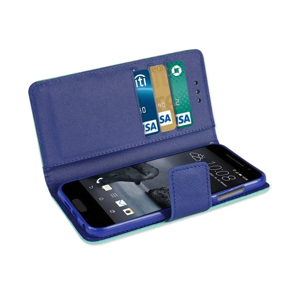 Reiko Wallet Case 3 In 1 For HTC One A9 Green With Interior Leather-Like Material And Polymer Cover