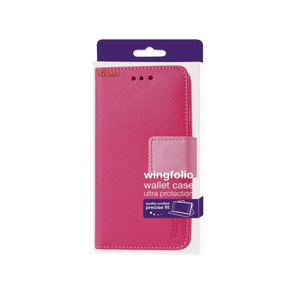 Reiko ZTE Axon Pro 5.5Inches 3 In 1 Wallet Case With Interior Leather-Like Material & Polymer Cover In Hot Pink