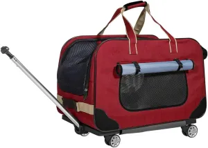 Removable Wheeled Pet Carrier, Rolling Pet Carrier,Wheel Around Luggage Bag for Dogs Cats Travelling