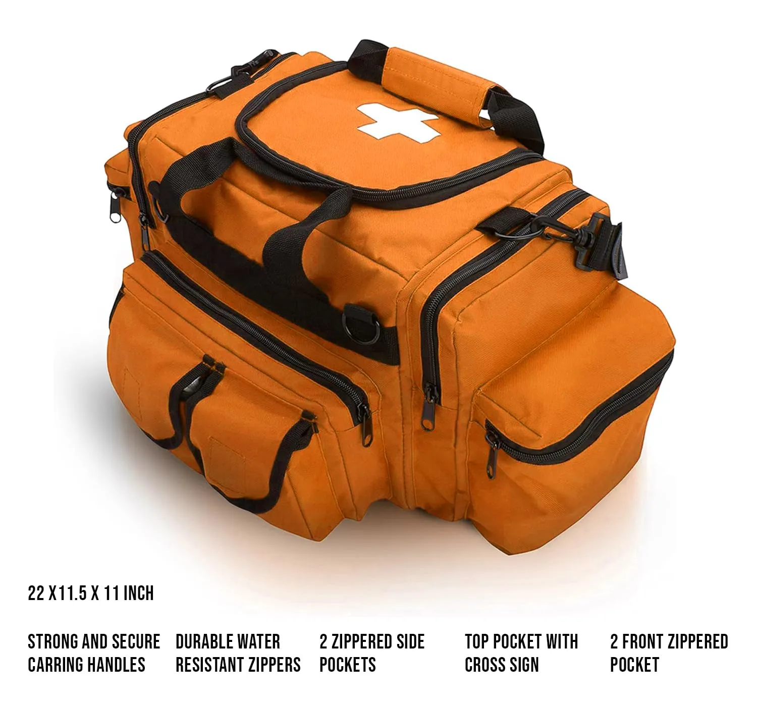 Rescue Kit Comprehensive Emergency Support with Spine Board, Head Immobilizer, Trauma Bag & 10-Point Strap - Durable, Lightweight for First Responders, Orange