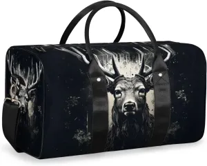 Retro Elk Travel Duffle Bag for Women Men Gym Duffel Foldable Bag Waterproof Weekender Nature Forest Duffle Tote