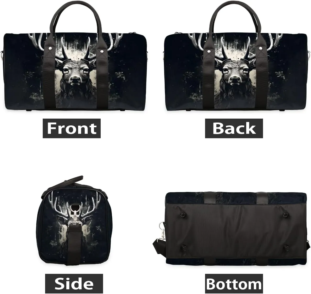Retro Elk Travel Duffle Bag for Women Men Gym Duffel Foldable Bag Waterproof Weekender Nature Forest Duffle Tote