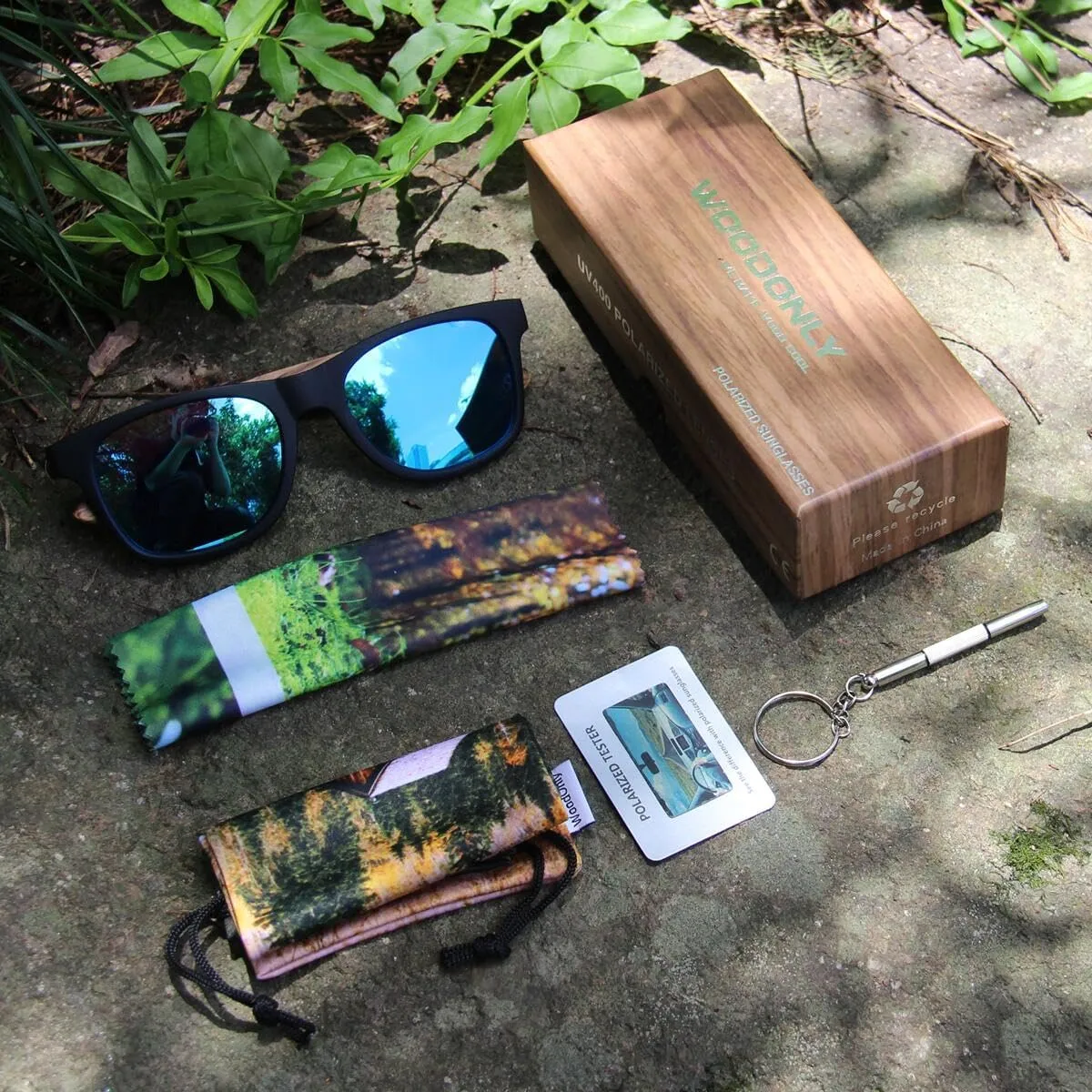 Retro Wood Polarized Sunglasses - Cool Style Matte Finish Frame with Wooden Temple for Men and Women Perfect Gifts
