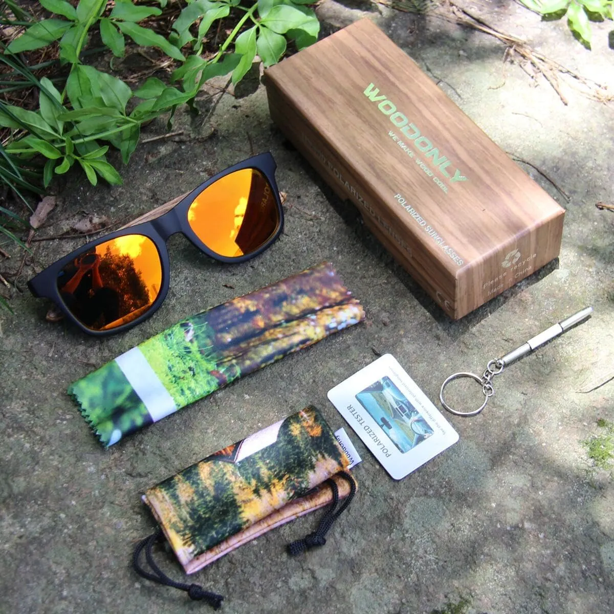 Retro Wood Polarized Sunglasses - Cool Style Matte Finish Frame with Wooden Temple for Men and Women Perfect Gifts