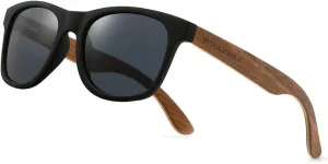Retro Wood Polarized Sunglasses - Cool Style Matte Finish Frame with Wooden Temple for Men and Women Perfect Gifts