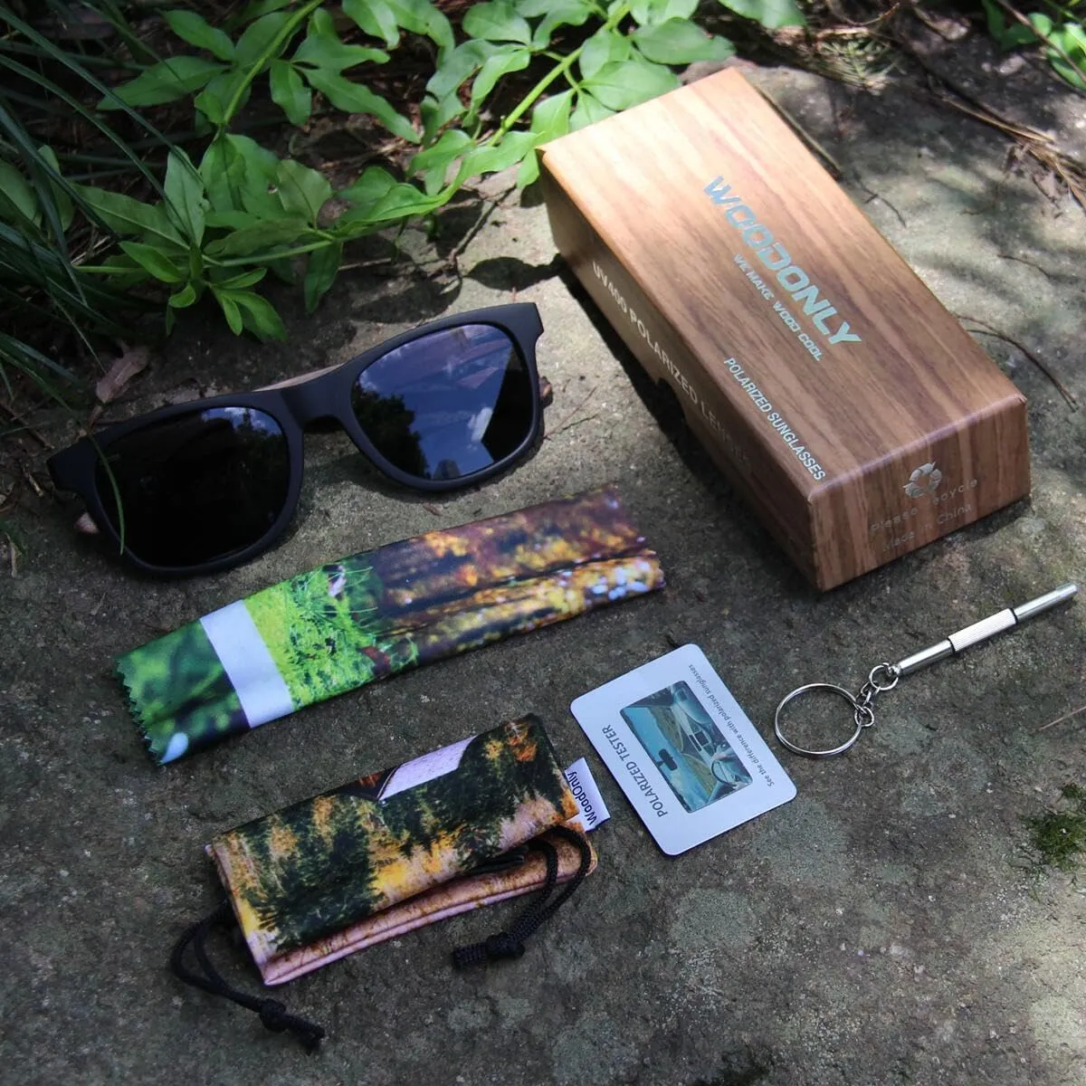 Retro Wood Polarized Sunglasses - Cool Style Matte Finish Frame with Wooden Temple for Men and Women Perfect Gifts