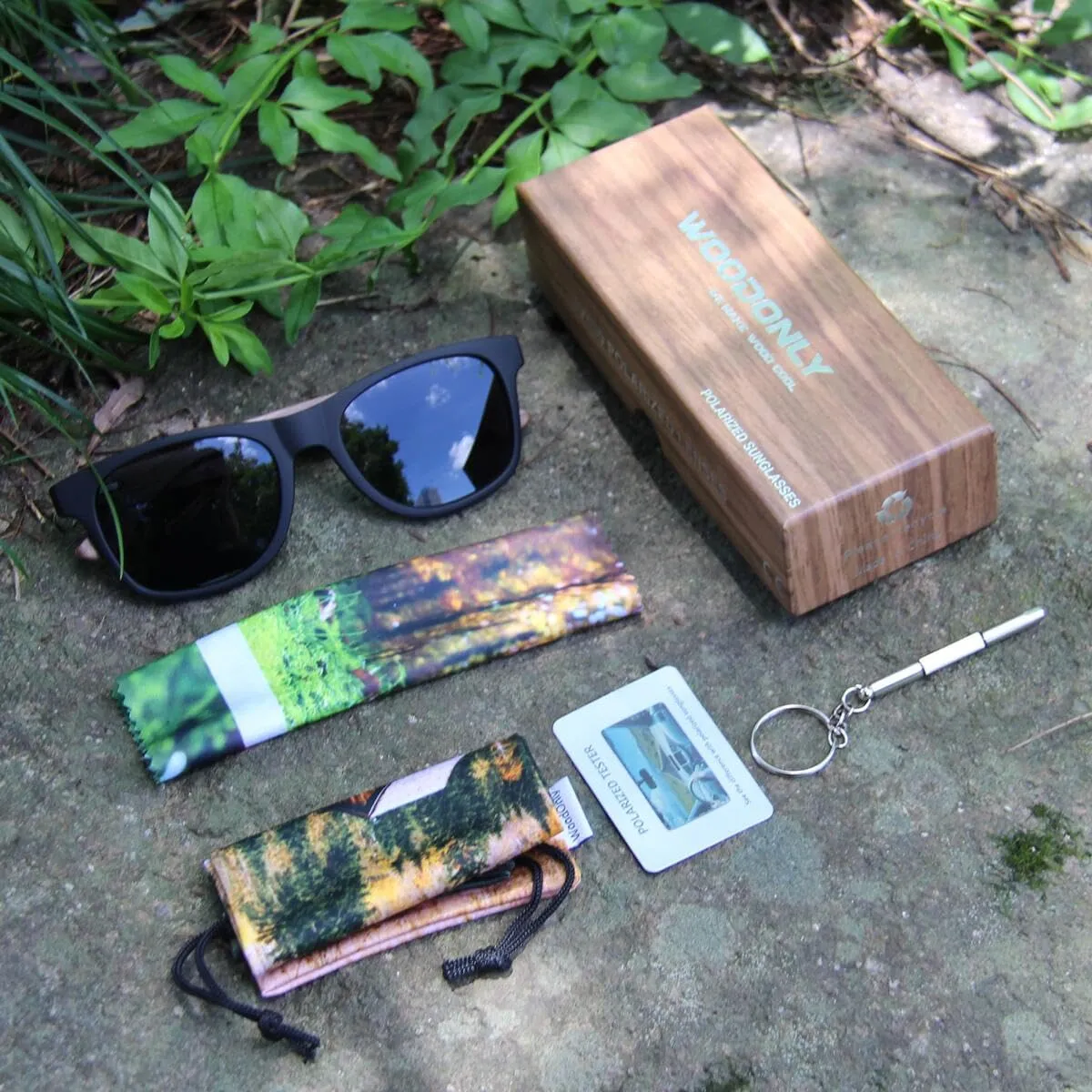 Retro Wood Polarized Sunglasses - Cool Style Matte Finish Frame with Wooden Temple for Men and Women Perfect Gifts