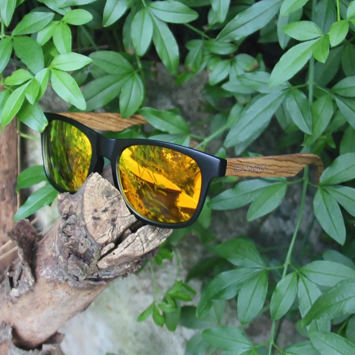 Retro Wood Polarized Sunglasses - Cool Style Matte Finish Frame with Wooden Temple for Men and Women Perfect Gifts