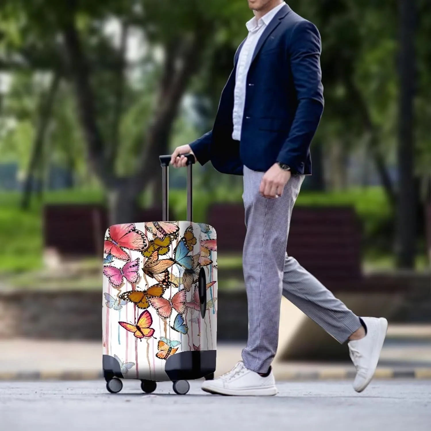Reuasble Luggage Cover - Waterproof Baggage Covers Dustproof & Scratch-Resistant Protective Coevrs Easy to Carry for Travel Lovers Butterfly