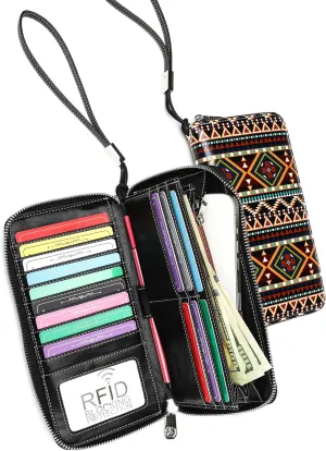 Rfid Blocking Wristlet Large Wallet for Women Credit Card Holder Bifold Designer Zipper Phone Long Wallet Purse Exotic