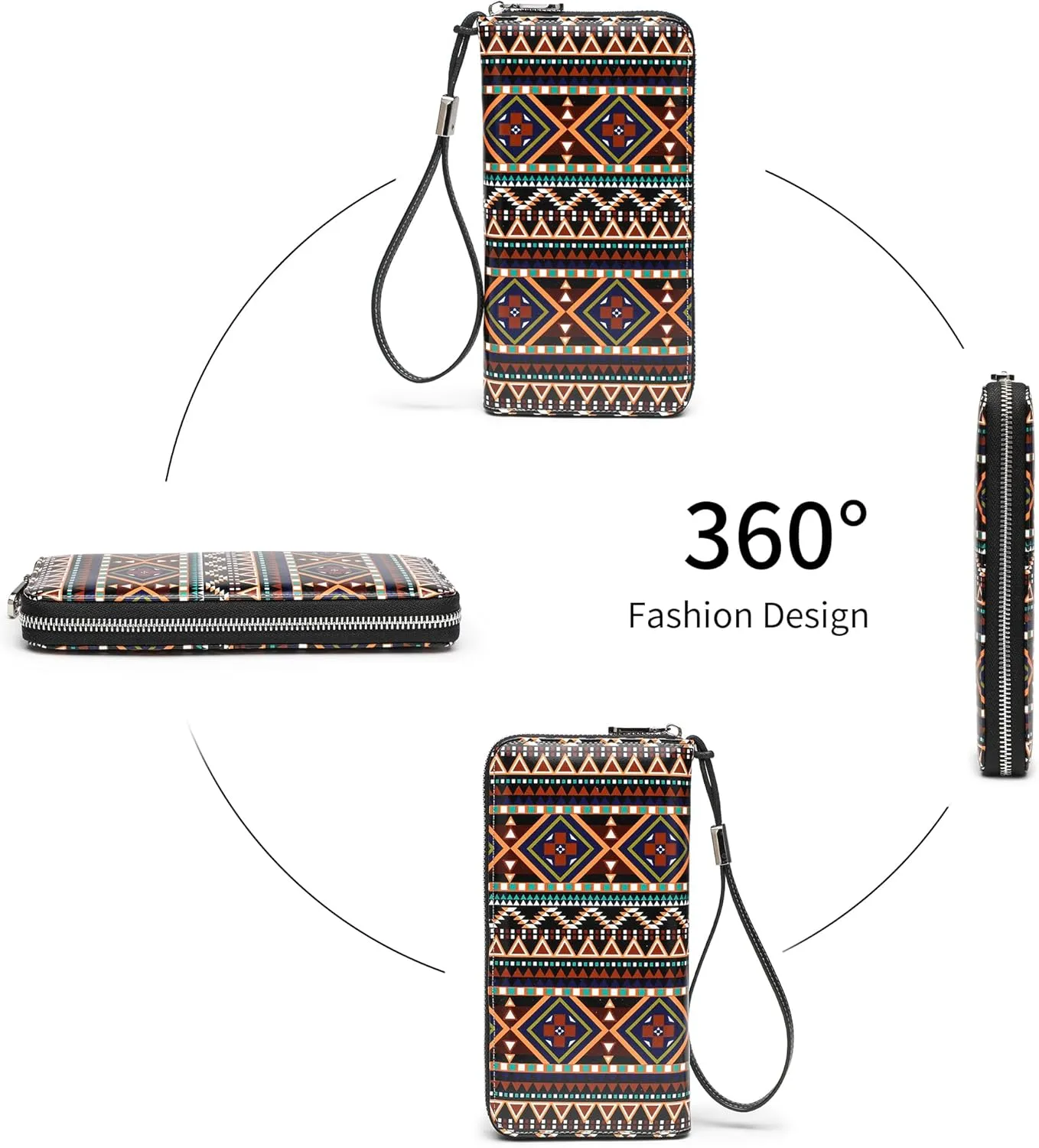 Rfid Blocking Wristlet Large Wallet for Women Credit Card Holder Bifold Designer Zipper Phone Long Wallet Purse Exotic