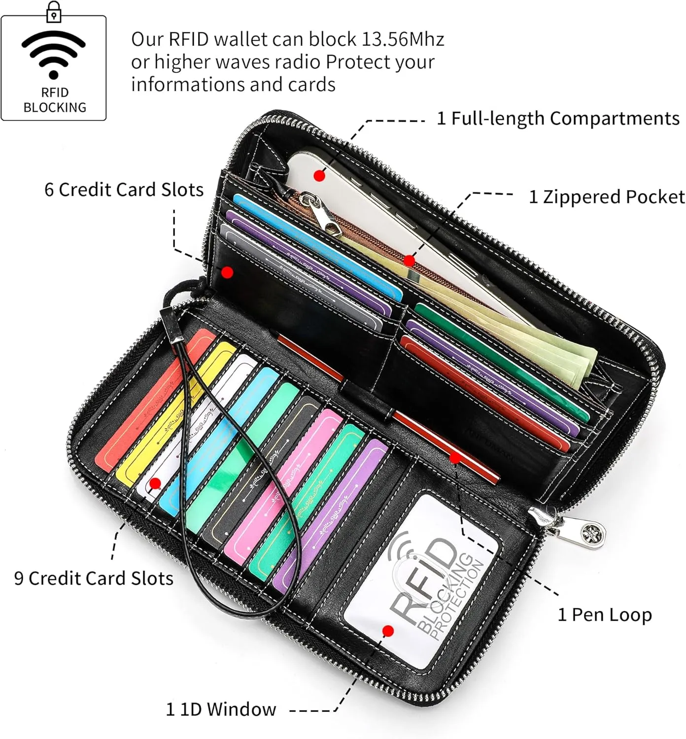 Rfid Blocking Wristlet Large Wallet for Women Credit Card Holder Bifold Designer Zipper Phone Long Wallet Purse Exotic