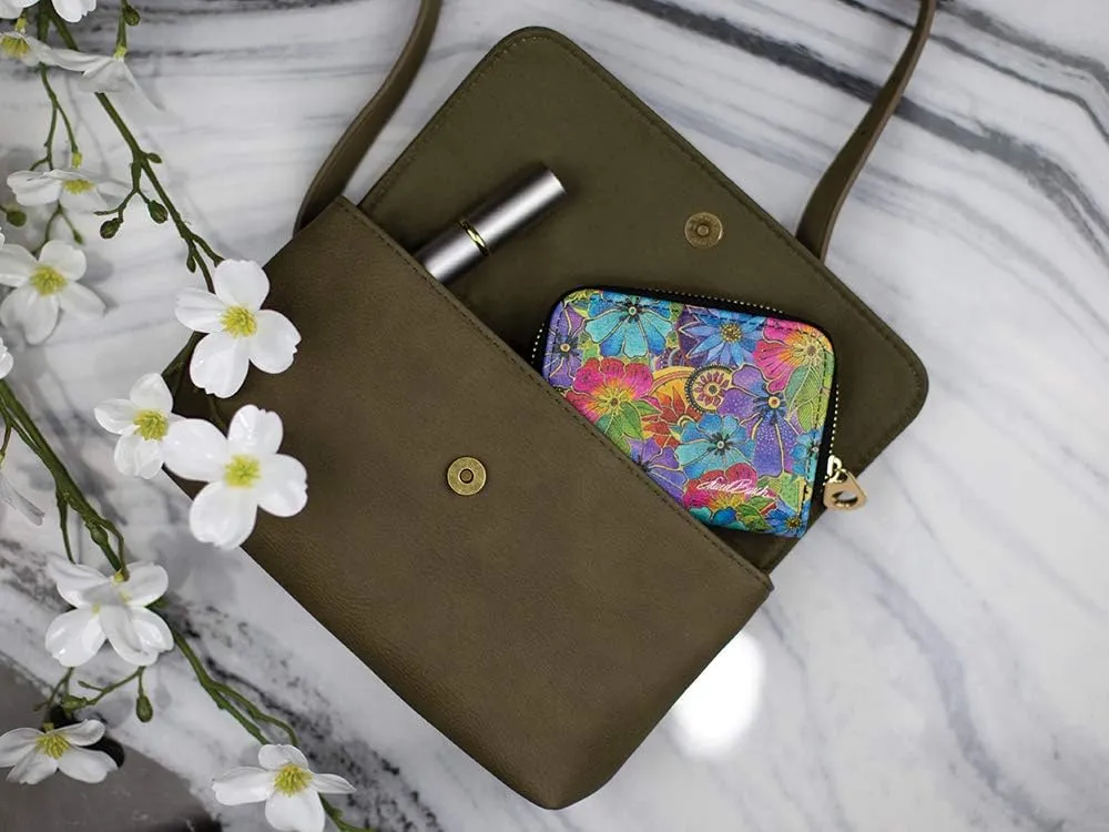 RFID Secure Armored Zipper Wallet by Laurel Burch (Blossoming Florals)