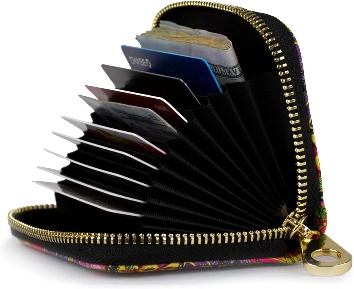 RFID Secure Armored Zipper Wallet by Laurel Burch (Blossoming Florals)