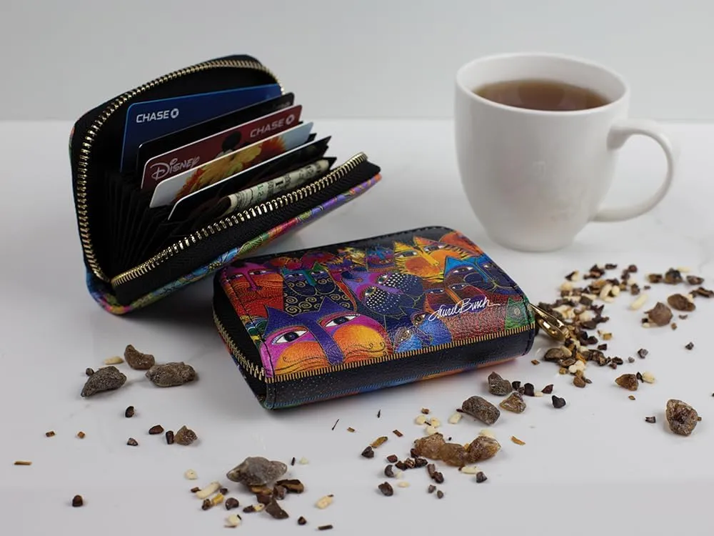 RFID Secure Armored Zipper Wallet by Laurel Burch (Blossoming Florals)