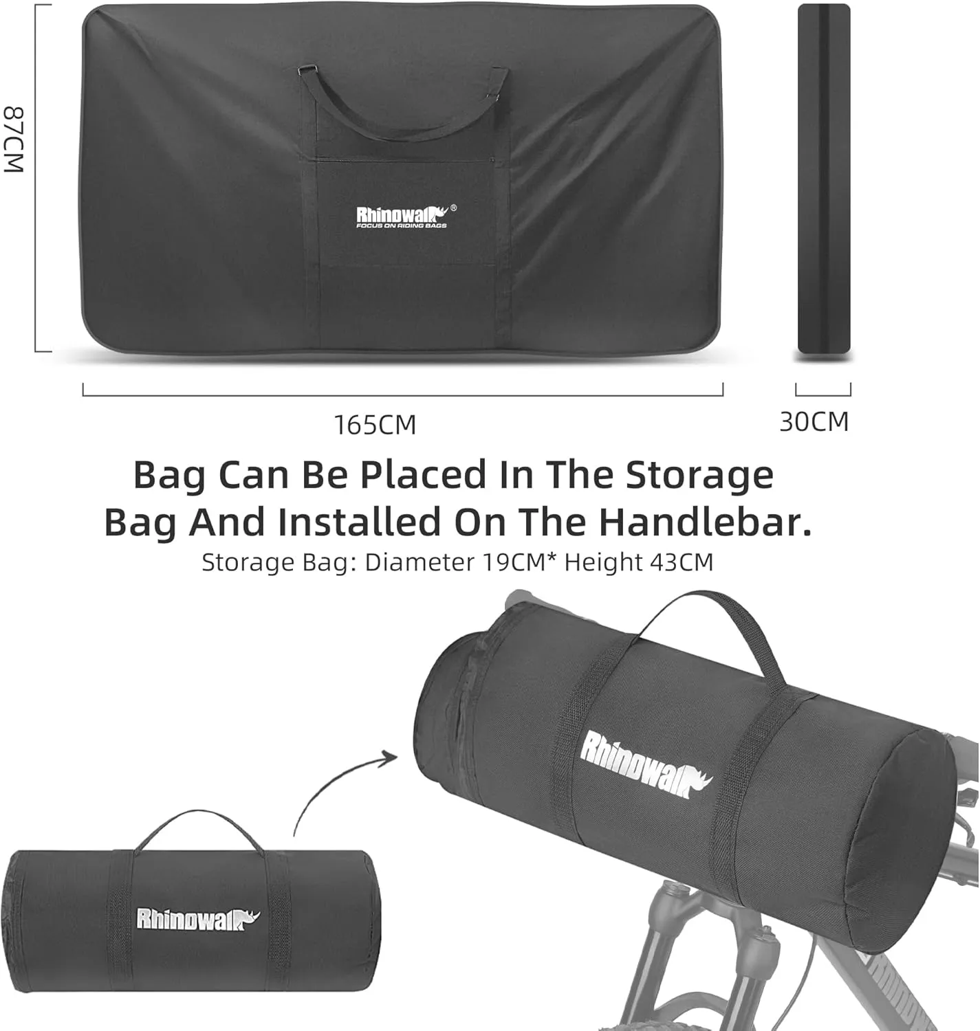 Rhinowalk Bike Transport Bag for 29 Inch Wheel Size Mountain Road Bikes - Waterproof Bicycle Travel Case Foldable Carrier Bag for Train Air Travel (29inch-Black)