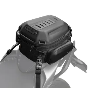 Rhinowalk Motorcycle Tail Bag Expandable Hard Shell Motorcycle Travel Luggage 12L-18L, Waterproof All Weather/Trunk/Rack Bag with Sissy Bar Straps - Matt Black