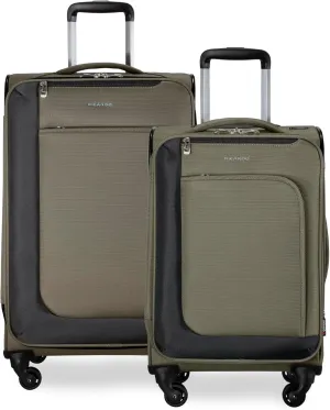 Ricardo Beverly Hills Aspen Springs 2-PC Luggage Set – Lightweight Softside Suitcase Set of 2 with 20” Carry-On & 24” Medium Check-In Spinner, Olive