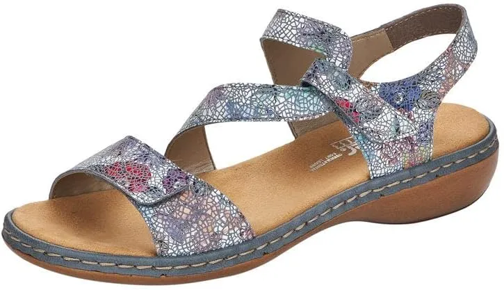 Rieker Sphere 659C7-90 Multi Nubuck Leather Womens Rip Tape Sandals 8.5 multi