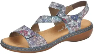Rieker Sphere 659C7-90 Multi Nubuck Leather Womens Rip Tape Sandals 8.5 multi