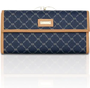 Rioni Womens Continental Clasp Wallet - Signature Navy